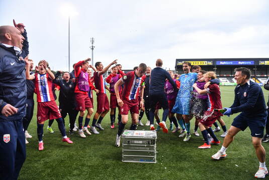 Norway players celebrate their victory in the FIFA Under-20