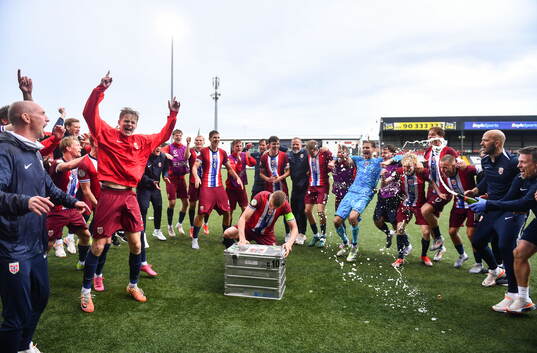 Simen Vatne Haram of Norway leads the celebrations