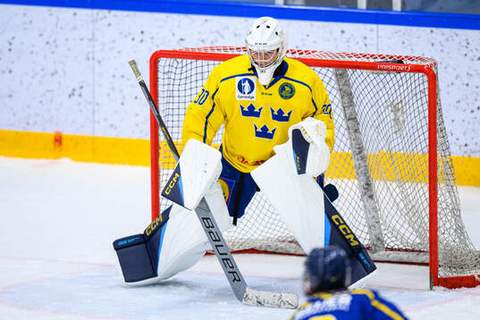 Goaltender Benjamin Lindbom of Sweden