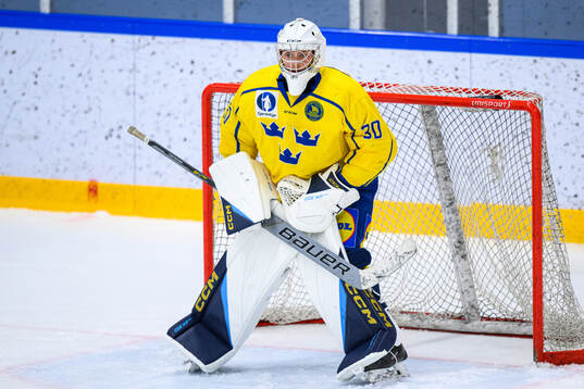 Goaltender Benjamin Lindbom of Sweden