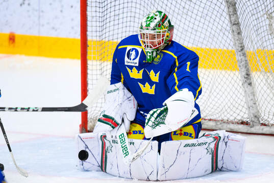 Goaltender Milo Tjärnlund of Sweden