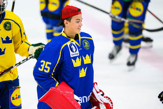 Goaltender Kevin Törnblom of Sweden