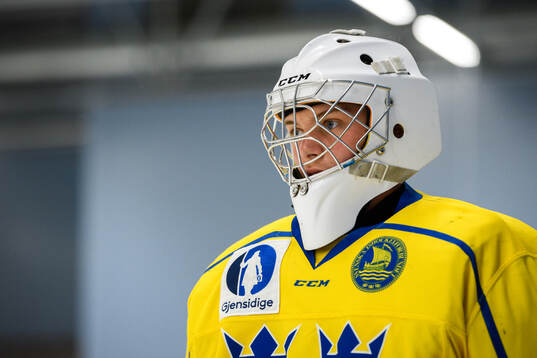Goaltender Benjamin Lindbom of Sweden