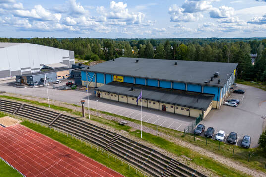 Drone view of Kronfågel Ishall