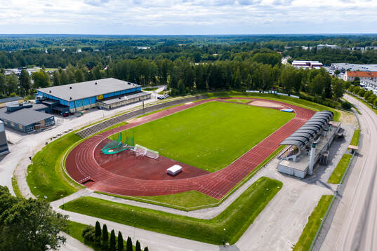 Drone view of Backavallen and Kronfågel Ishall