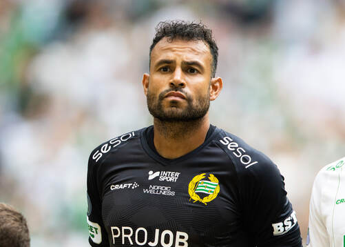 Hammarbys målvakt Warner Hahn innan fotbollsmatchen i