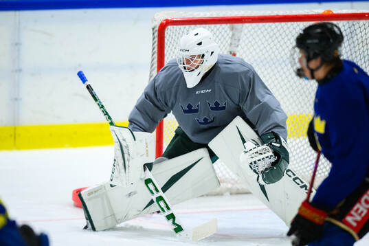 Goaltender Måns Goos of Sweden