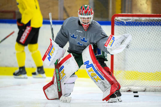 Goaltender Ludvig Gromell of Sweden