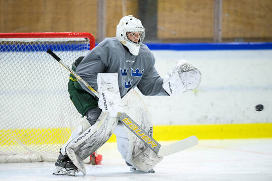 Goaltender Gustav Fägerholt of Sweden
