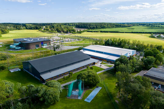Drone view of Bahcohallen and Strandbrohallen