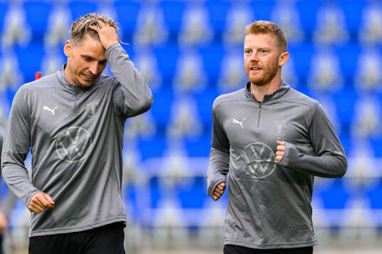 Jens Stryger Larsen and Anders Christiansen of Malmö FF