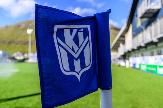 A flag with the logo of Klaksvik