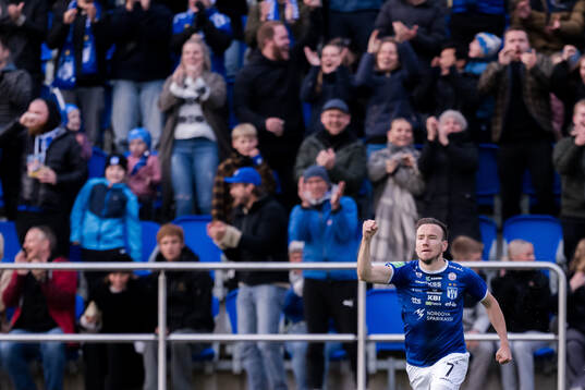 Arni Frederiksberg of Klaksvik celebrates the 2-2 goal