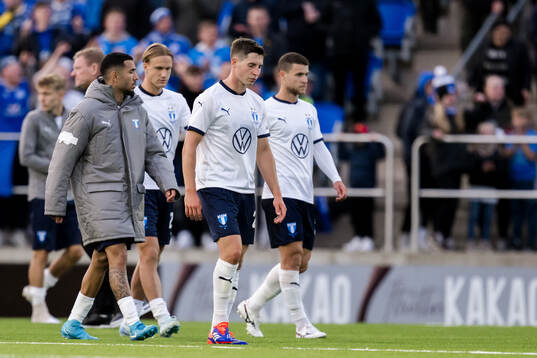 Lasse Berg Johnsen of Malmö FF looks dejected