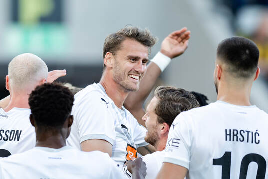 Johan Hammar of Häcken celebrates the 6-1 goal