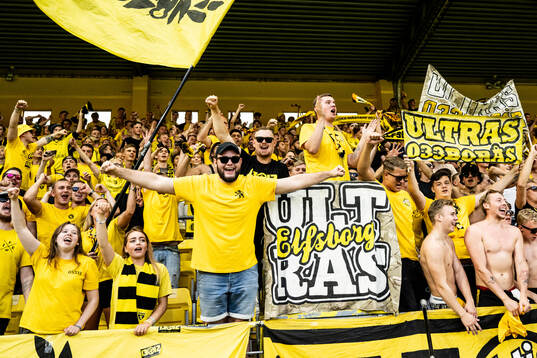 Supporters of Elfsborg celebrate in the stands