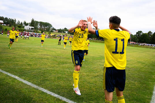 Sveriges Milian Öberg och Benjamin Brantlind jublar