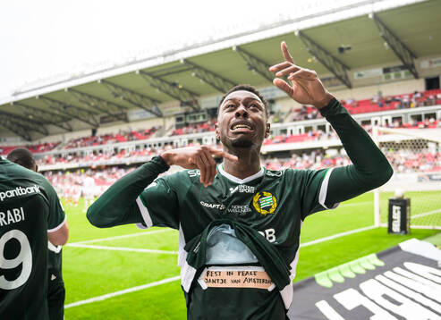 Hammarbys Shaquille Pinas jublar