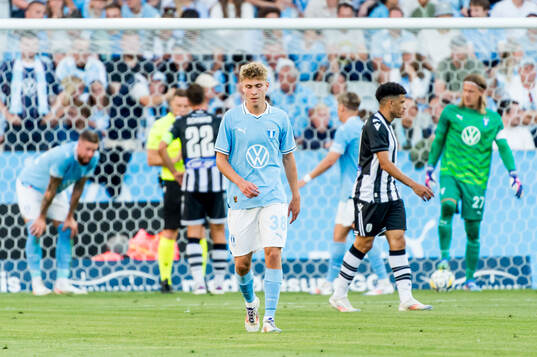 Hugo Bolin of Malmö FF looks dejected