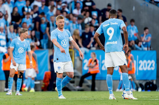 Anders Christiansen and Isaac Kiese Thelin of Malmö FF