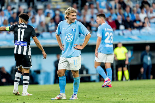 Sebastian Nanasi of Malmö FF looks dejected
