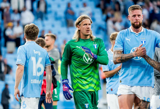 Goalkeeper Johan Dahlin of Malmö FF looks dejected