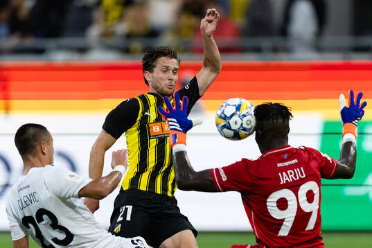 Goalkeeper Ebrima Jarju of Paide Linnameeskond saves a shot