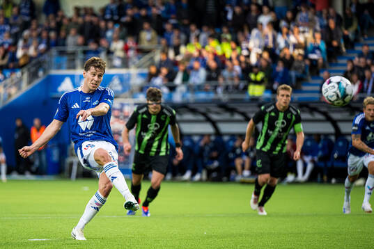 Emil Varhaugvik Breivik of Molde missing a chance to score