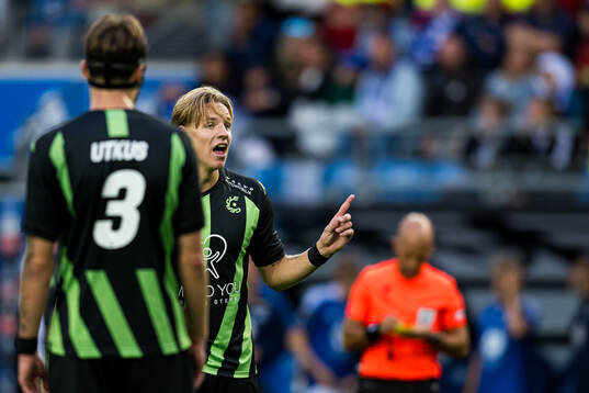 Jesper Daland of Cercle Brugge reacts