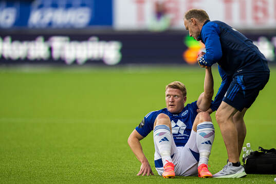 Kristian Eriksen of Molde in pain