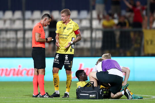 Michael Baidoo of Elfsborg in pain