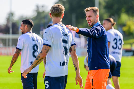 Malmö FFs Søren Rieks och målvakt Ricardo Friedrich