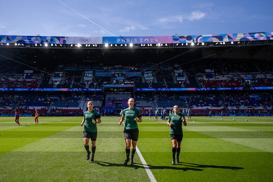 Assistant referee Almira Spahic and referee Tess Olofsson