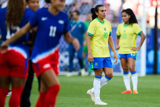 Marta of Brazil looks dejected