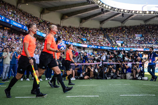 Assistant referee Almira Spahic and referee Tess Olofsson