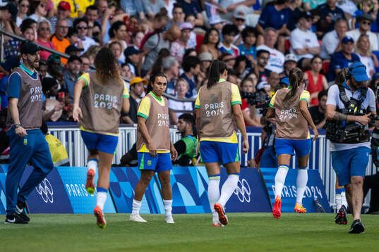 Marta of Brazil warms up in the women’s football final