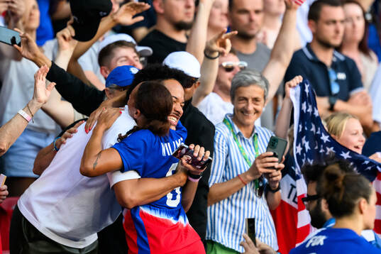 Lynn Williams of USA celebrates