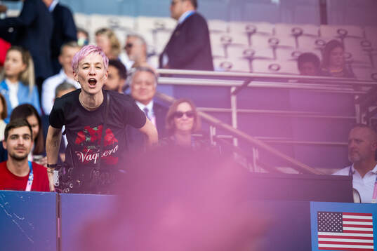 Former player Megan Rapinoe in the stands
