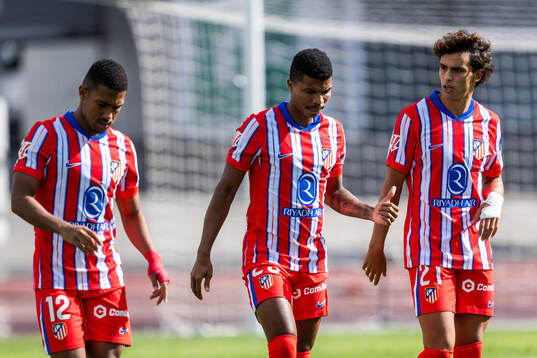 Samuel Lino, Reinaldo Mandava and Joao Felix of Atletico