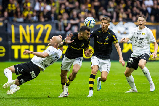 AIKs Ioannis Pittas och Anton Salétros mot Mjällbys