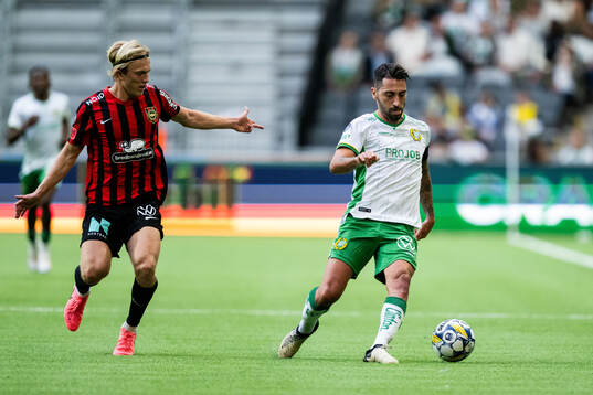 Brommapojkarnas Alexander Jensen och  Hammarbys Nahir Besara