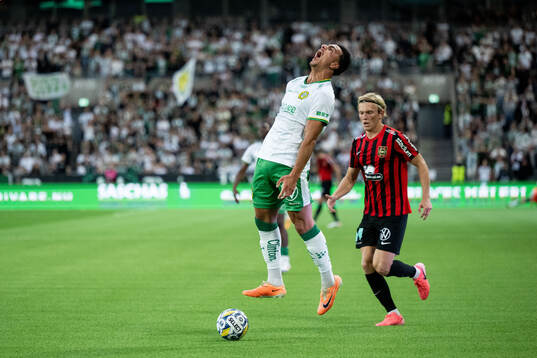 Hammarbys Jusef Erabi reagerar