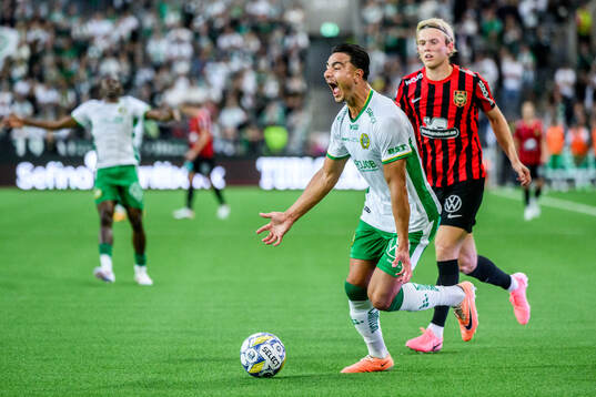 Hammarbys Jusef Erabi reagerar
