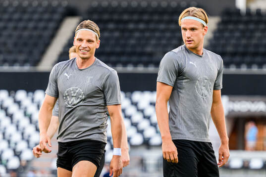 Jens Stryger Larsen and Erik Botheim of Malmö FF