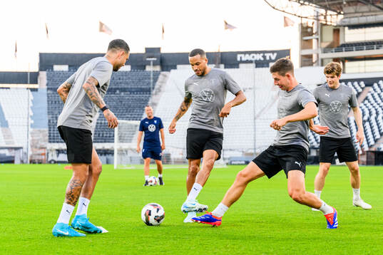 Martin Olsson and Lasse Berg Johnsen of Malmö FF