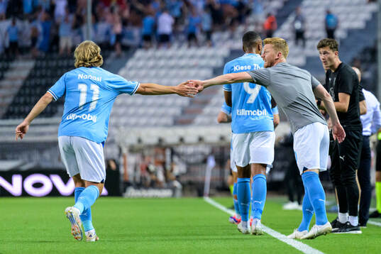 Sebastian Nanasi of Malmö FF and Anders Christiansen