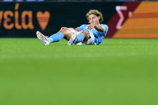 Sebastian Nanasi of Malmö FF looks dejected