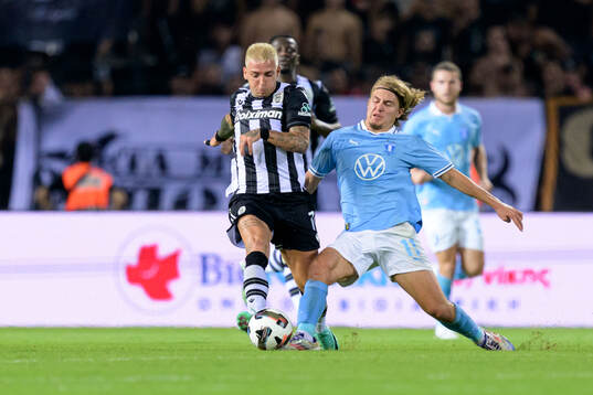 Taison of PAOK and Sebastian Nanasi of Malmö FF