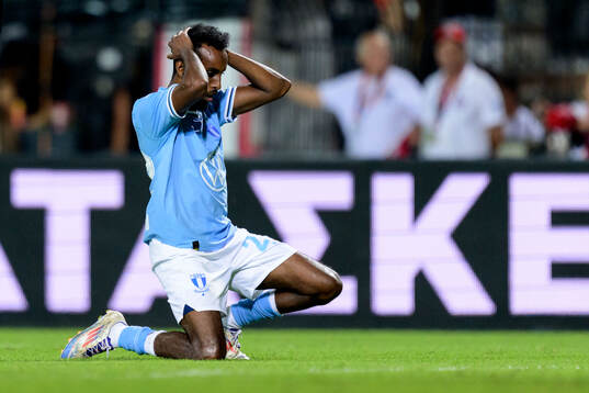 Taha Ali of Malmö FF looks dejected
