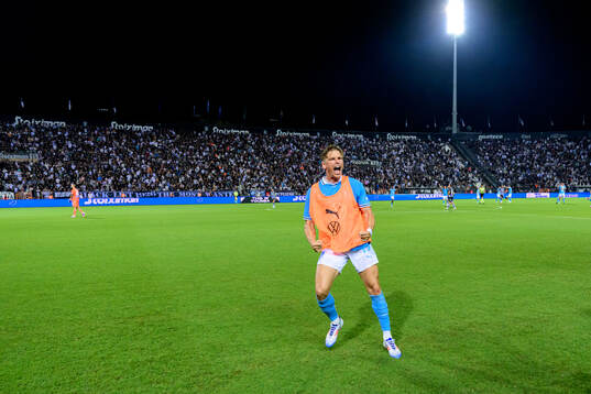 Jens Stryger Larsen of Malmö FF celebrates